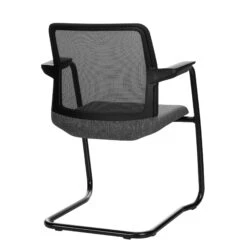 WIND Freischwinger | Netzrücken, Stapelbar, Polyesterbezug BERTA -Möbel Pro Verkauf Freischwinger WIND schwarzer Netzruecken Kunststoff Armlehnen und Rahmen in schwarz Polyesterbezug BERTA 6