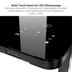 STATION Schreibtisch | 1150 X 590 Mm, Elektrisch Höhenverstellbar, Induktives Ladegerät, Glastischplatte, Schwarz -Möbel Pro Verkauf Hightech Schreibtisch STATION 115 x 59 cm hoehenverstellbar induktives Ladegeraet Glastischplatte Schwarz Gamingtisch Handycharger 9