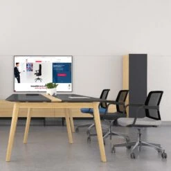 WIND Drehstuhl Rollbar | Höhenverstellbar, Netzrücken, Polyesterbezug LUCIA -Möbel Pro Verkauf Homeoffice und Konferenzdrehstuhl WIND 5 Rollen Basis schwarzer Netzruecken Kunststoff Armlehnen und Rahmen in schwarz Polyesterbezug LUCIA 4
