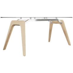 BRALCO RAIL Besprechungstisch | 1800 - 2400 Mm (6 - 8 Personen) | Grau Getönte Glas-Tischplatte, Eiche-Massivholz-Gestell -Möbel Pro Verkauf Italienischer Designer Besprechungstisch BRALCO RAIL grau getoente Glas Tischplatte Eiche Massivholz Gestell Groesse und Gestellfarbe waehlbar Konferenztisch Glastisch Schrei 2