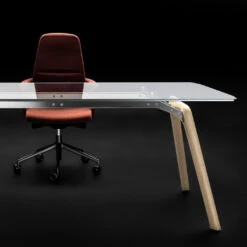 BRALCO RAIL Schreibtisch | 1800 - 2400 Mm | Glas-Tischplatte, Eiche-Massivholz-Gestell -Möbel Pro Verkauf Italienischer Designer Schreibtisch BRALCO RAIL Glas Tischplatte Eiche Massivholz Gestell Groesse und Gestellfarbe waehlbar Konferenztisch Glastisch Besprechungstisch Bespre 23