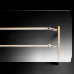 BRALCO RAIL Schreibtisch | 1800 - 2400 Mm | Glas-Tischplatte, Eiche-Massivholz-Gestell -Möbel Pro Verkauf Italienischer Designer Schreibtisch BRALCO RAIL Glas Tischplatte Eiche Massivholz Gestell Groesse und Gestellfarbe waehlbar Konferenztisch Glastisch Besprechungstisch Besprec 2