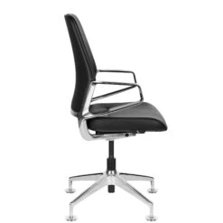 ARICO-E1 Konferenzstuhl | Drehbar, 4-Fuß-Aluminiumkreuz, Schwarz -Möbel Pro Verkauf Konferenzdrehstuhl ARICO E1 Antirutsch Kunstlederbezug Aluminiumdetails Wippmechanik Kunststoffgleiter Schwarz 9