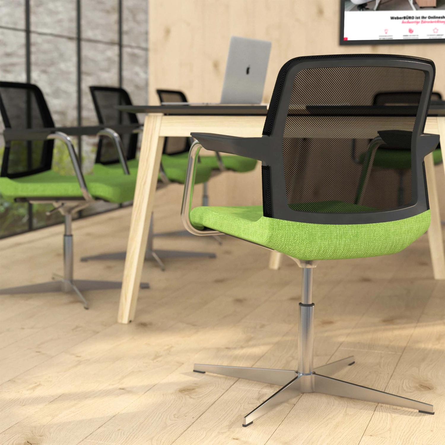 WIND Konferenzstuhl | 4-Stern-Kreuz, Netzrücken, Polyesterbezug BERTA 4 WIND Konferenzstuhl | 4-Stern-Kreuz, Netzrücken, Polyesterbezug BERTA – Bild 2