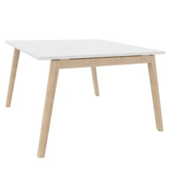 NOVA WOOD Konferenztisch | Massivholz-Gestell, 1200 X 1200 Mm, Weiß