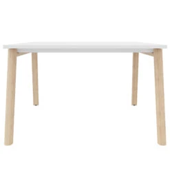 NOVA WOOD Konferenztisch | Massivholz-Gestell, 1200 X 1200 Mm, Weiß -Möbel Pro Verkauf Konferenztisch NOVA Wood 120 x 120 cm Weiss Holz Meeting Buerotisch 2