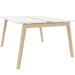 NOVA WOOD Konferenztisch | Elektrifiziert, Massivholz-Gestell, 1200 X 1200 Mm, Weiß