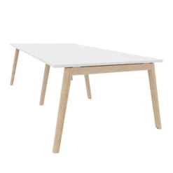 NOVA WOOD Konferenztisch | Massivholz-Gestell, 2400 X 1200 Mm, Weiß -Möbel Pro Verkauf Konferenztisch NOVA Wood 240 x 120 cm Weiss Holz Meeting Buerotisch 2