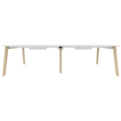 NOVA WOOD Konferenztisch | Elektrifiziert, Massivholz-Gestell, 2800 X 1200 Mm, Weiß -Möbel Pro Verkauf Konferenztisch NOVA Wood 280 x 120 cm mit Kabeldurchlass Weiss Holz Meeting Buerotisch