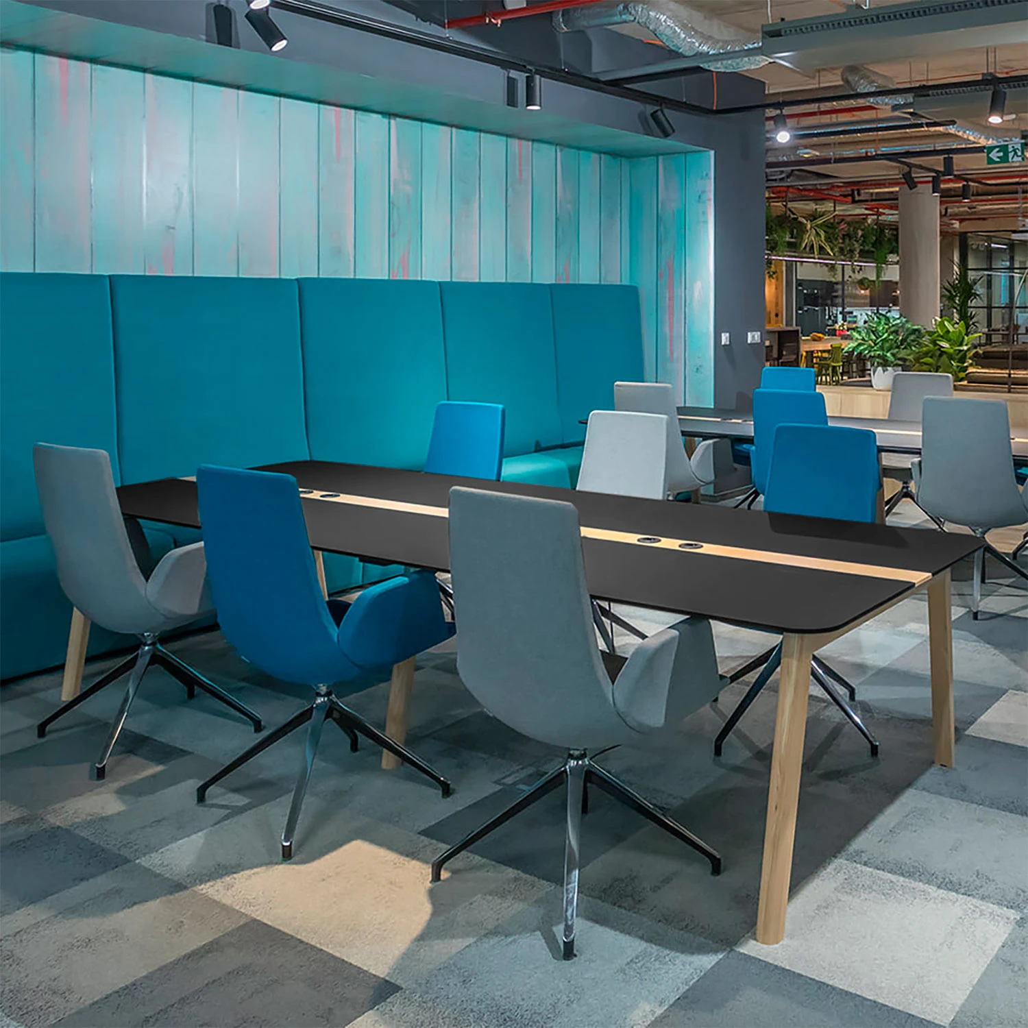 NOVA WOOD Konferenztisch | Elektrifiziert, Massivholz-Gestell, 2400 X 1200 Mm, HPL FENIX Schwarz 12 NOVA WOOD Konferenztisch | Elektrifiziert, Massivholz-Gestell, 2400 X 1200 Mm, HPL FENIX Schwarz – Bild 10