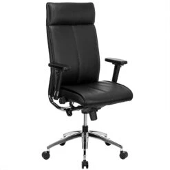 TOP Bürodrehstuhl | Lordosenstütze, Echtleder, Schwarz