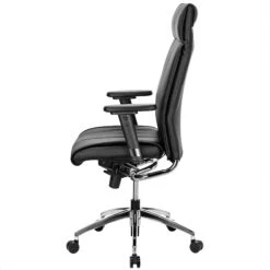 TOP Bürodrehstuhl | Lordosenstütze, Echtleder, Schwarz -Möbel Pro Verkauf Ledersessel TOP Schwarz Buero Stuhl Buerodrehstuhl Buerodrehstuhl Buerostuhl TASK Schreibtischstuhl 4