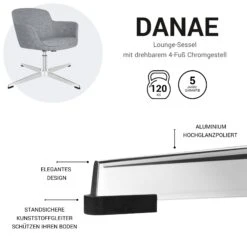 DANAE Lounge-Sessel | Rollbar, Höhenverstellbar, Bezugsstoffe LUCIA / VELITO / SYNERGY -Möbel Pro Verkauf Loungesessel Sessel auf Rollen DANAE Loungestuhl Stuhl Besucherstuhl 21