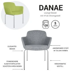 DANAE Lounge-Sessel | 4-Fuß-Gestell, Bezugsstoffe LUCIA / VELITO / SYNERGY -Möbel Pro Verkauf Loungesessel Sessel mit 4 Fussgestell DANAE Loungestuhl Stuhl Besucherstuhl 12