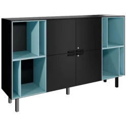 BRALCO SILE Highboard | 2 OH, 2025 X 1250 Mm, Schwarz -Möbel Pro Verkauf Lowboard BRALCO SILE 2 OH 203 x 125 cm Sideboard Kommode Fluegeltueren Schwarz Sideboard Kommode Schrank Konsole Anrichte 6