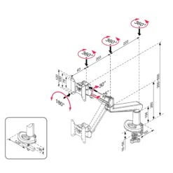 Monitorhalter | Gasfederunterstützung, 200 - 500 Mm, Silber -Möbel Pro Verkauf Monitorhalter Stahl Monitorarm Silber Gasfederunterstuetzung PC Halterung Computerhalter Computerhalterung Tischhalterung 12