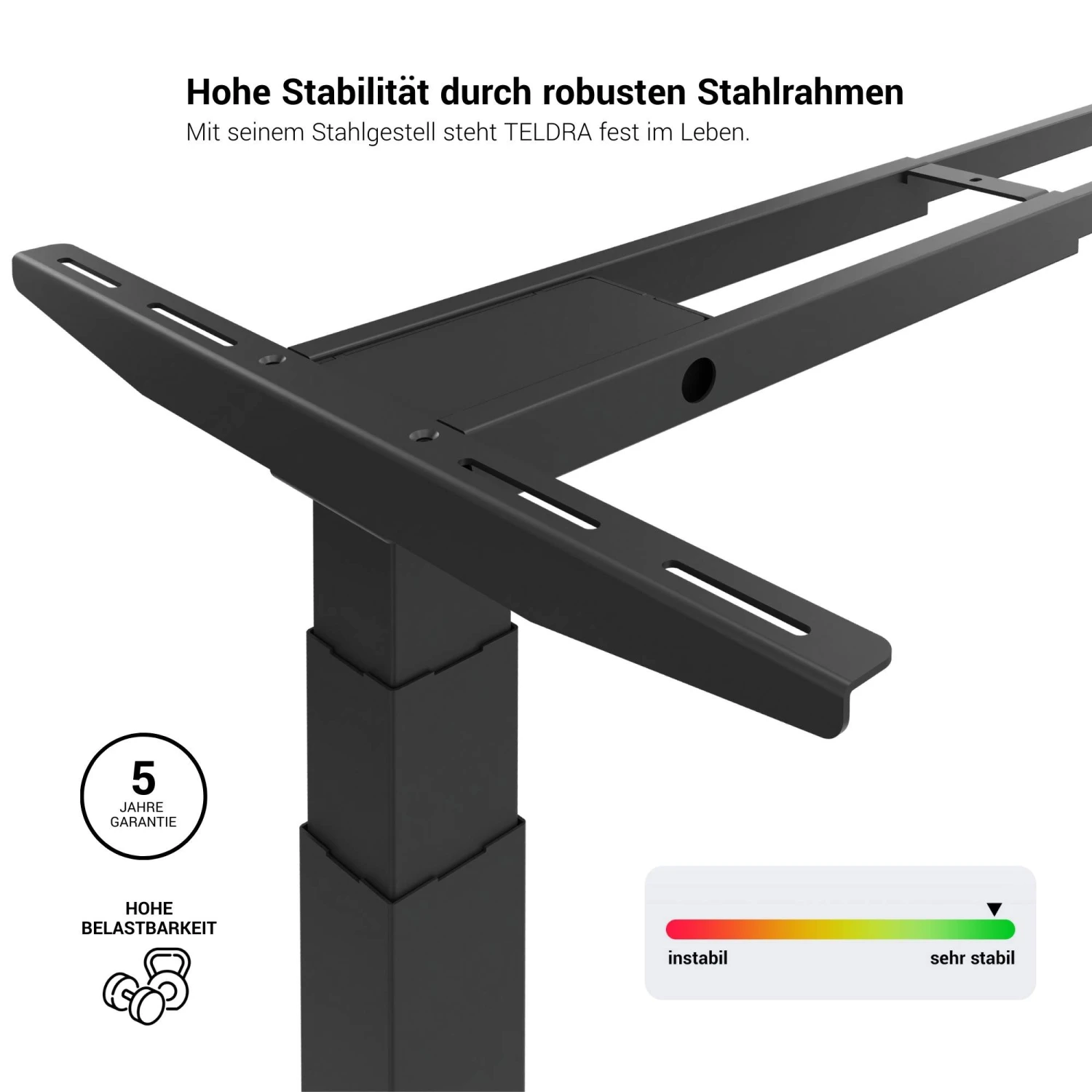 TELDRA Motortisch-Gestell | 1200 - 1800 Mm, Elektrisch Höhenverstellbar, Weiß 4 TELDRA Motortisch-Gestell | 1200 - 1800 Mm, Elektrisch Höhenverstellbar, Weiß – Bild 2