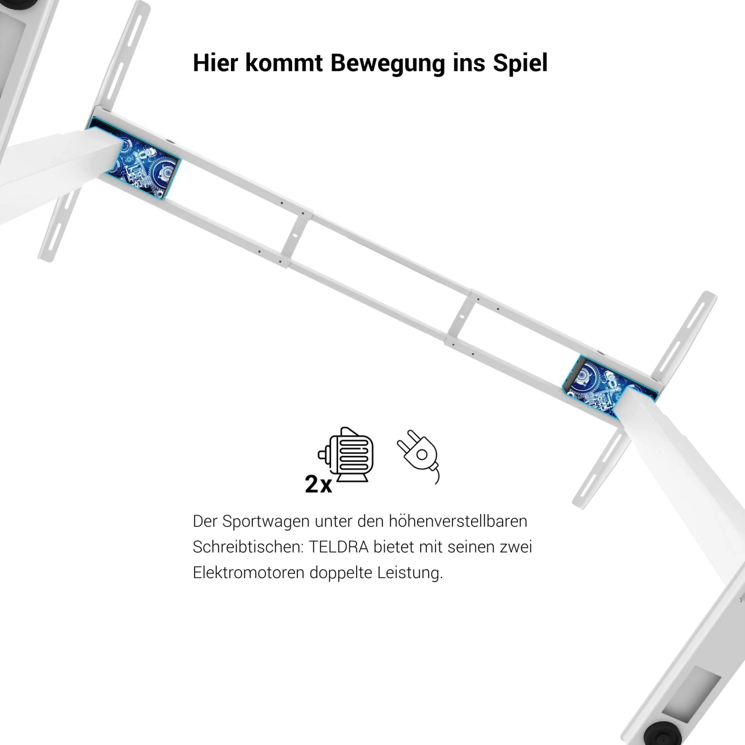 TELDRA Motortisch-Gestell | 1200 - 1800 Mm, Elektrisch Höhenverstellbar, Weiß 5 TELDRA Motortisch-Gestell | 1200 - 1800 Mm, Elektrisch Höhenverstellbar, Weiß – Bild 3