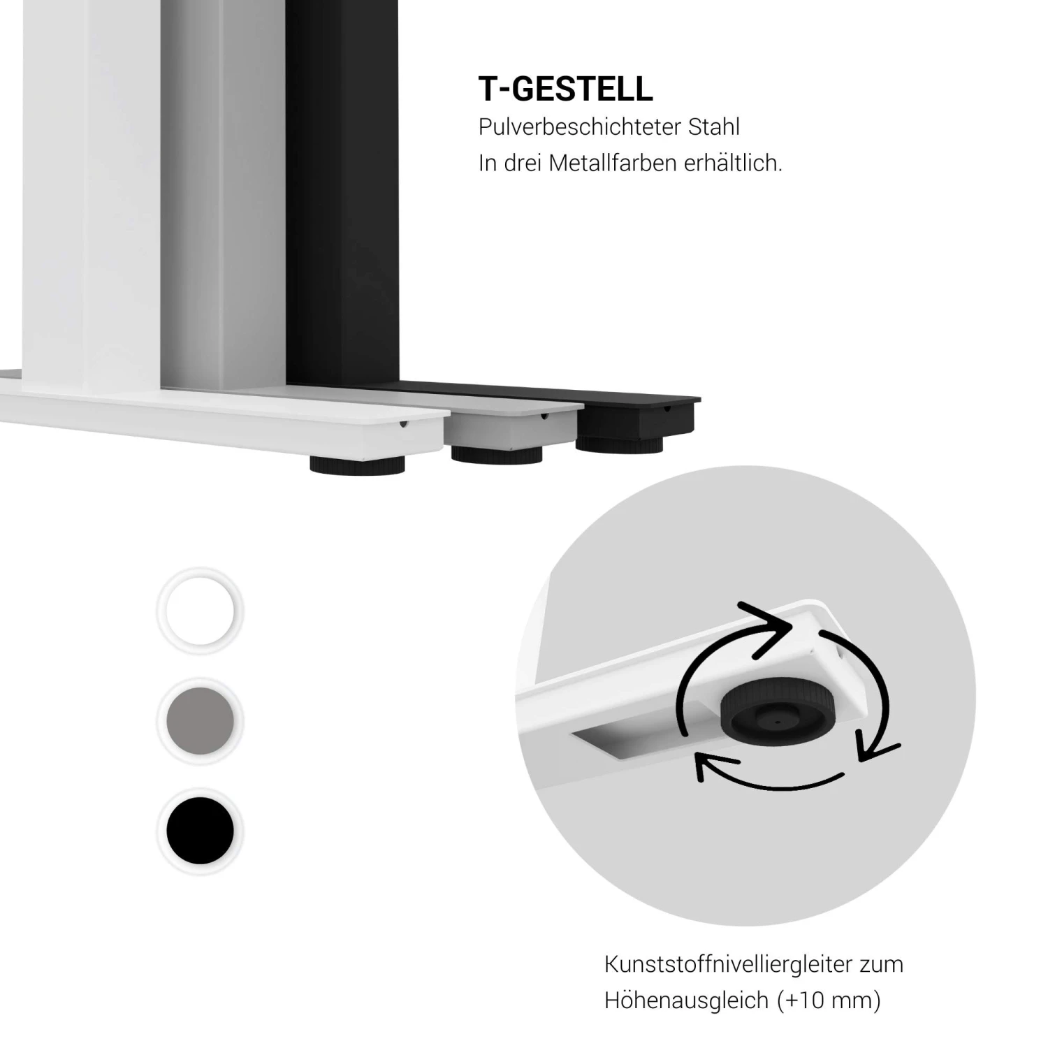 TELDRA Motortisch-Gestell | 1200 - 1800 Mm, Elektrisch Höhenverstellbar, Weiß 6 TELDRA Motortisch-Gestell | 1200 - 1800 Mm, Elektrisch Höhenverstellbar, Weiß – Bild 4