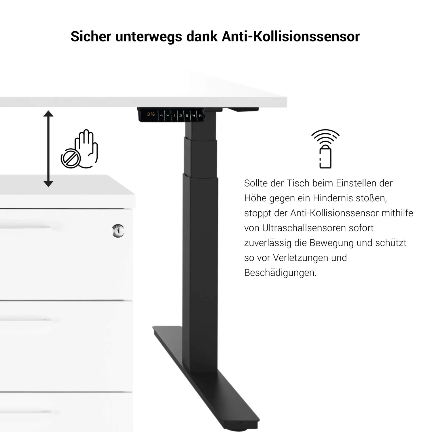 TELDRA Motortisch-Gestell | 1200 - 1800 Mm, Elektrisch Höhenverstellbar, Weiß 7 TELDRA Motortisch-Gestell | 1200 - 1800 Mm, Elektrisch Höhenverstellbar, Weiß – Bild 5