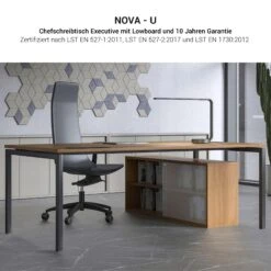 NOVA U Chefschreibtisch Mit Lowboard | 2000 X 1382 Mm, Cubanitgrau -Möbel Pro Verkauf NOVA U Chefschreibtisch mit Lowboard 2000 x 1382 mm Cubanitgrau Buerotisch Homeofficetisch Tisch mit Stauraum Lowboard Schreibtisch mit Kommode Aktenschreibtisch Konferenztisch 20