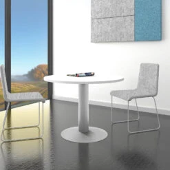 OPTIMA Besprechungstisch | Rund, Gestell Silber, Ø 1000 Mm, Weiß