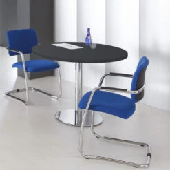 OPTIMA Besprechungstisch | Rund, Gestell Chrom, Ø 1000 Mm, Anthrazit