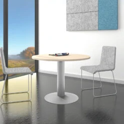 OPTIMA Besprechungstisch | Rund, Gestell Silber, Ø 1000 Mm, Ahorn
