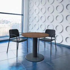 OPTIMA Besprechungstisch | Rund, Gestell Anthrazit, Ø 800 Mm, Nussbaum