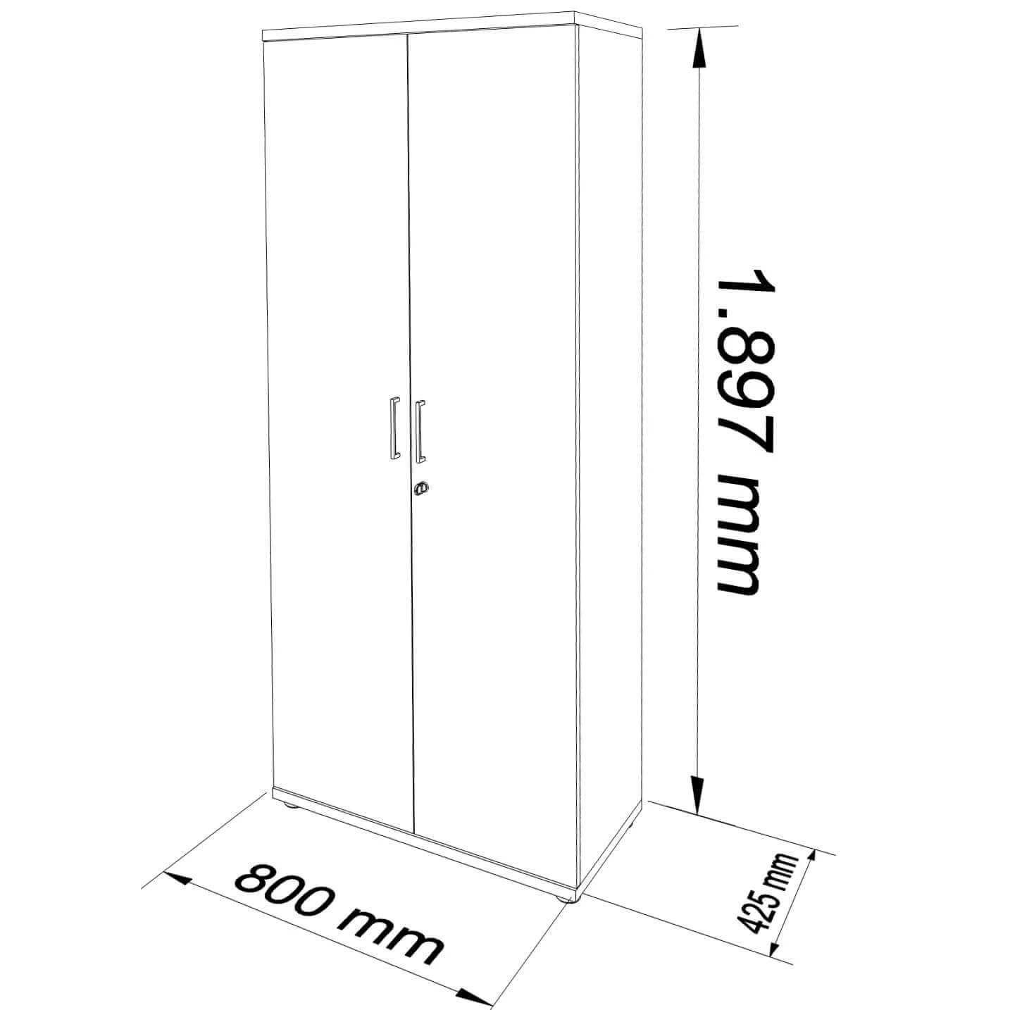 UNI Flügeltürenschrank | 5 OH, 800 X 1897 Mm, Weiß 19 UNI Flügeltürenschrank | 5 OH, 800 X 1897 Mm, Weiß – Bild 17