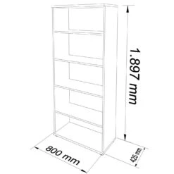 UNI Regalschrank | 5 OH, 800 X 1897 Mm, Ahorn -Möbel Pro Verkauf PROFI Buecherragel 5OH Regal Standregal Holzregal Wa