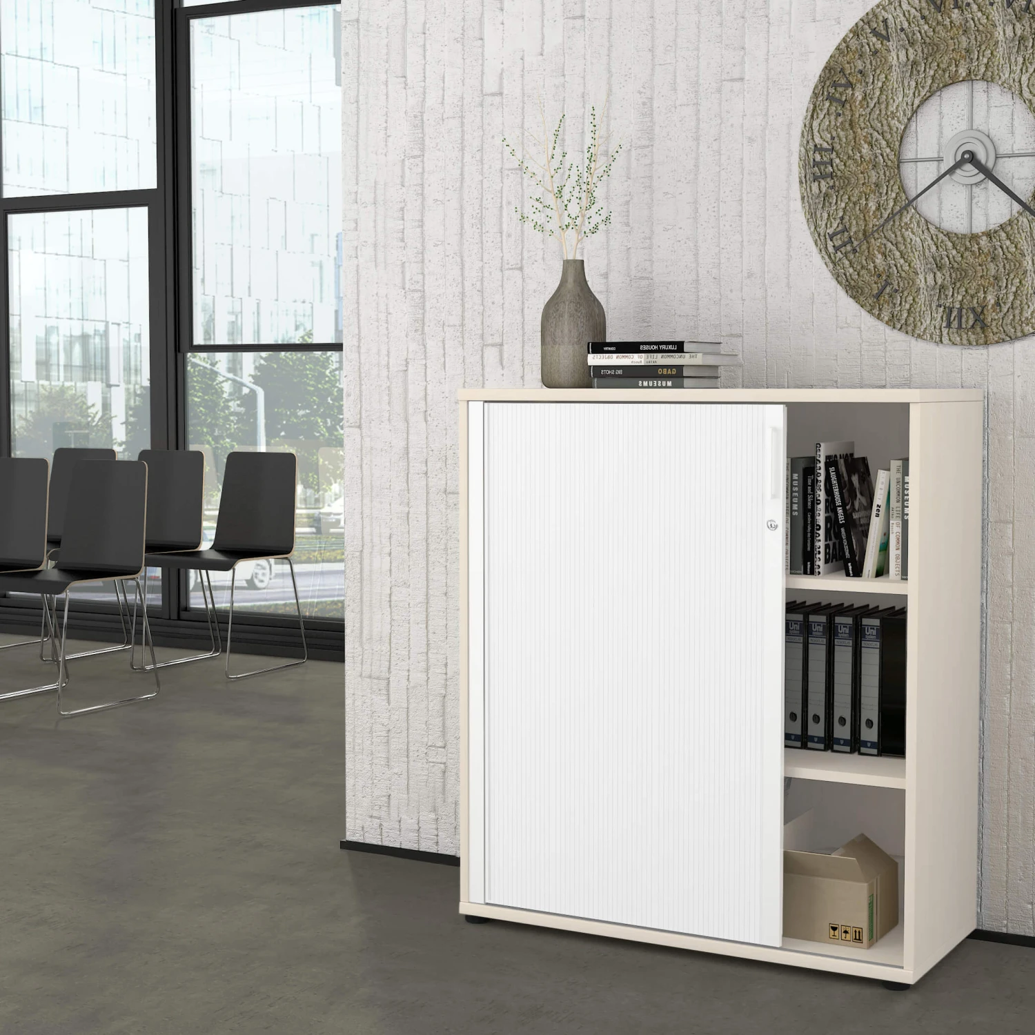 UNI Querrollladenschrank | 3 OH, 1000 X 1143 Mm, Ahorn / Weiß 3 UNI Querrollladenschrank | 3 OH, 1000 X 1143 Mm, Ahorn / Weiß