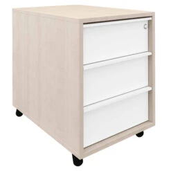 NOVA Rollcontainer | 3 Schubladen, 600 Mm Tief, Ahorn / Weiß