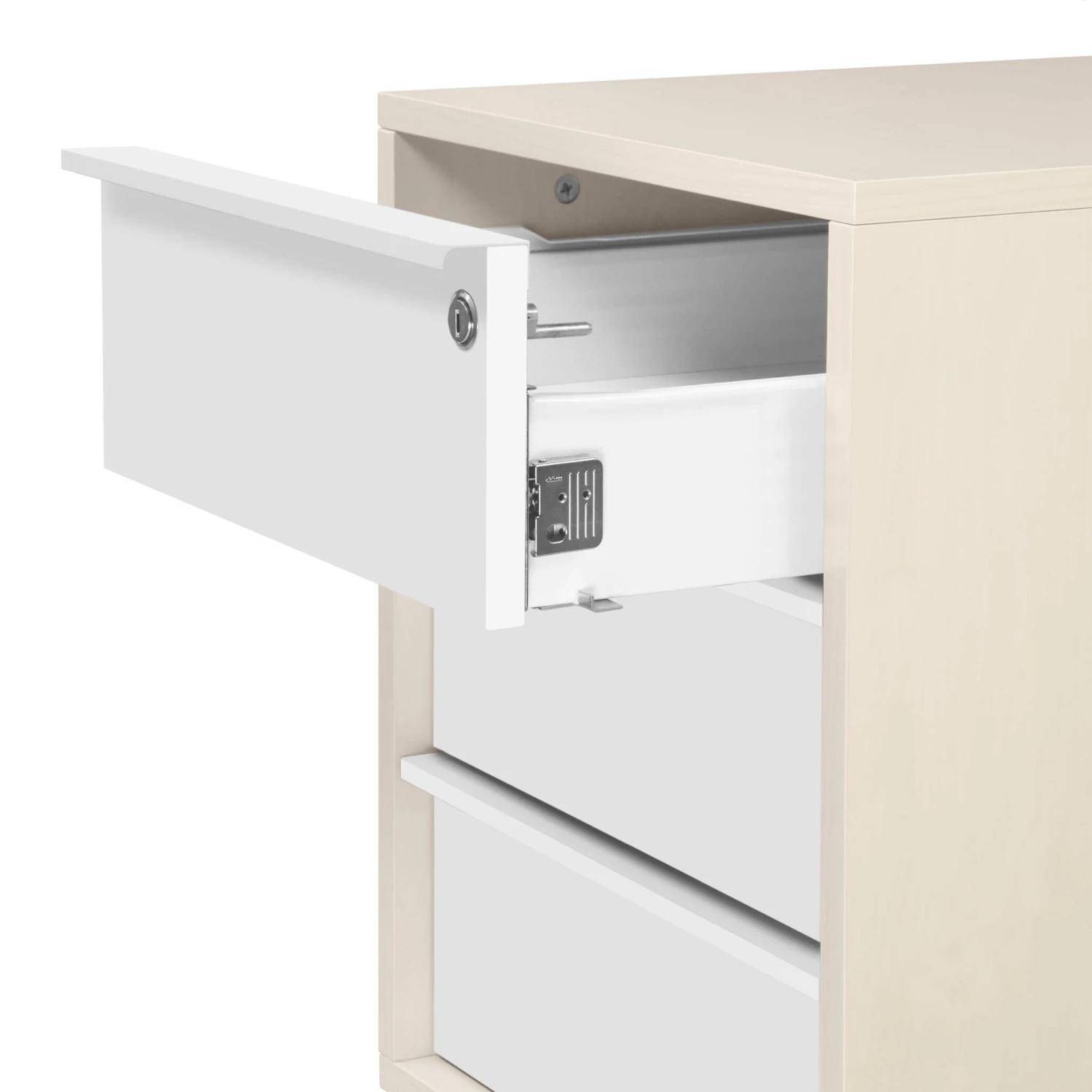 NOVA Rollcontainer | 3 Schubladen, 600 Mm Tief, Ahorn / Weiß 4 NOVA Rollcontainer | 3 Schubladen, 600 Mm Tief, Ahorn / Weiß – Bild 2