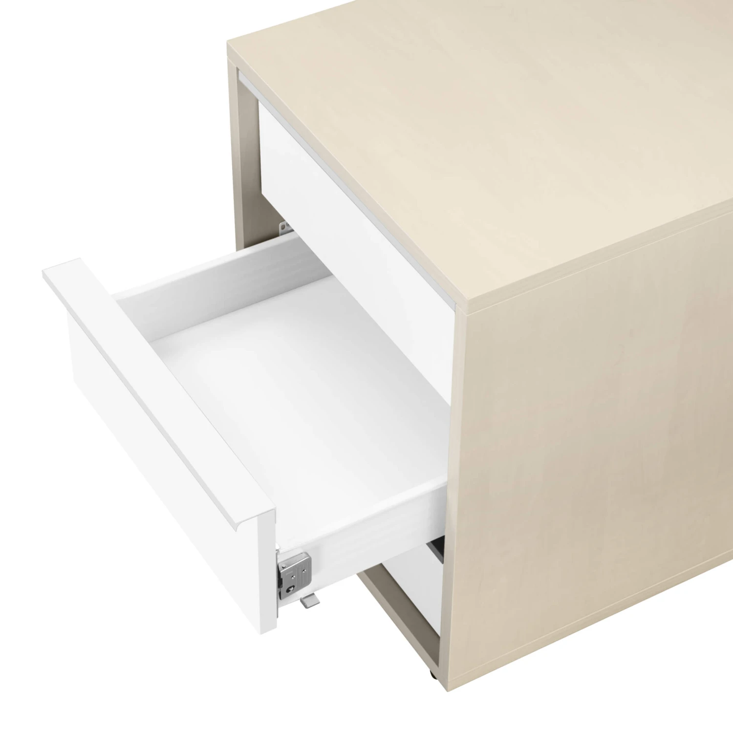 NOVA Rollcontainer | 3 Schubladen, 600 Mm Tief, Ahorn / Weiß 6 NOVA Rollcontainer | 3 Schubladen, 600 Mm Tief, Ahorn / Weiß – Bild 4