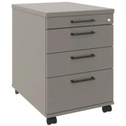 OPTIMA Rollcontainer | 3 Schubladen + 1 Kleinteilefach, 600 Mm Tief, Cubanitgrau