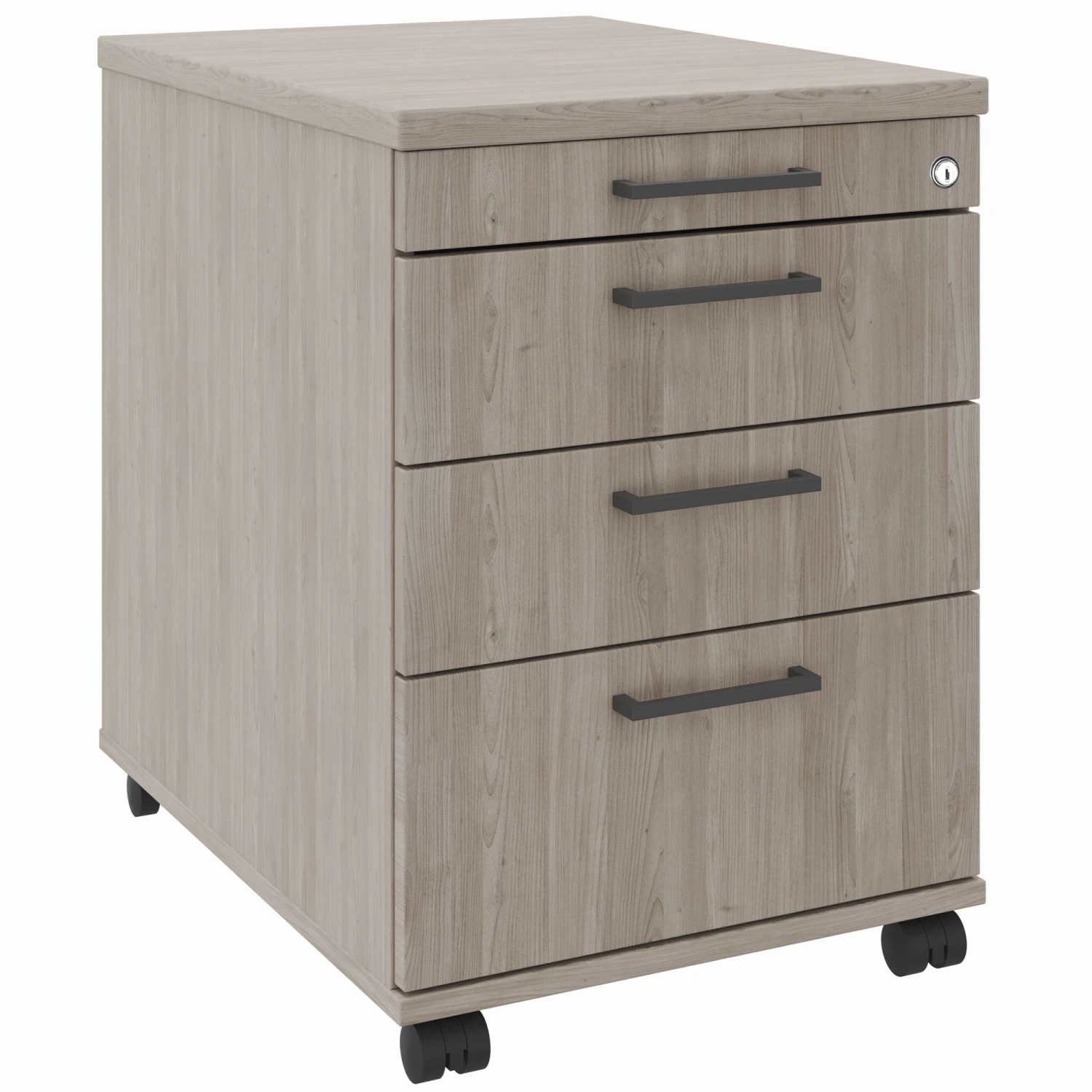 OPTIMA Rollcontainer | 3 Schubladen + 1 Kleinteilefach, 600 Mm Tief, Nordeiche Grau 3 OPTIMA Rollcontainer | 3 Schubladen + 1 Kleinteilefach, 600 Mm Tief, Nordeiche Grau