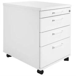 OPTIMA Rollcontainer | 3 Schubladen + 1 Kleinteilefach, 600 Mm Tief, Weiß