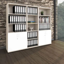 UNI Schrankwand | 5 OH, 2200 X 1897 Mm, Ahorn / Weiß