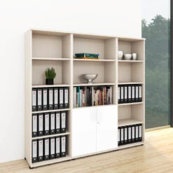 UNI Schrankwand | 5 OH, 2000 X 1897 Mm, Ahorn / Weiß