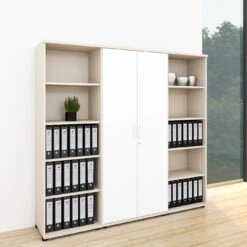 UNI Schrankwand | 5 OH, 2000 X 1897 Mm, Ahorn / Weiß