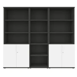 UNI Schrankwand | 5 OH, 2200 X 1897 Mm, Anthrazit / Weiß -Möbel Pro Verkauf PROFI Schrankwand abschliessbar Schrank Bueroschrank Fluegeltuerenschrank Regalschrank 5 OH Anthrazit Weiss 2