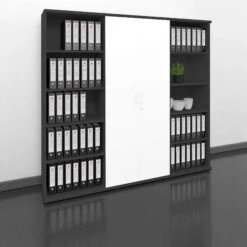 UNI Schrankwand | 5 OH, 2000 X 1897 Mm, Anthrazit / Weiß