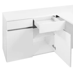 AIR Schreibtisch | Sideboard Links, 1600 X 1600 Mm, Weiß -Möbel Pro Verkauf PROFI Schreibtisch AIR mit integriertem Sideboard Buerotisch Computertisch Tisch 5