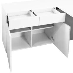 AIR Schreibtisch | Sideboard Links, 1600 X 1600 Mm, Weiß -Möbel Pro Verkauf PROFI Schreibtisch AIR mit integriertem Sideboard Buerotisch Computertisch Tisch 6