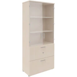 UNI Vitrinenschrank Mit Hängeregister | 5 OH, 800 X 1897 Mm, Ahorn -Möbel Pro Verkauf PROFI Vitrinenschrank mit Haengeregister abschliessbar 5 OH Ahorn Schrank Bueroschrank Aktenschrank Fluegeltuerenschrank Bueroschrank Schrank 1 1