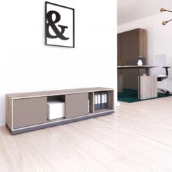 CHOICE Schiebetürenschrank | 1 OH, 1600 X 410 Mm, Nordeiche Grau / Cubanitgrau