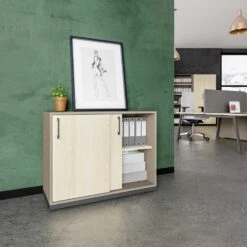 CHOICE Schiebetürenschrank | 2 OH, 1000 X 760 Mm, Cubanitgrau / Sandesche