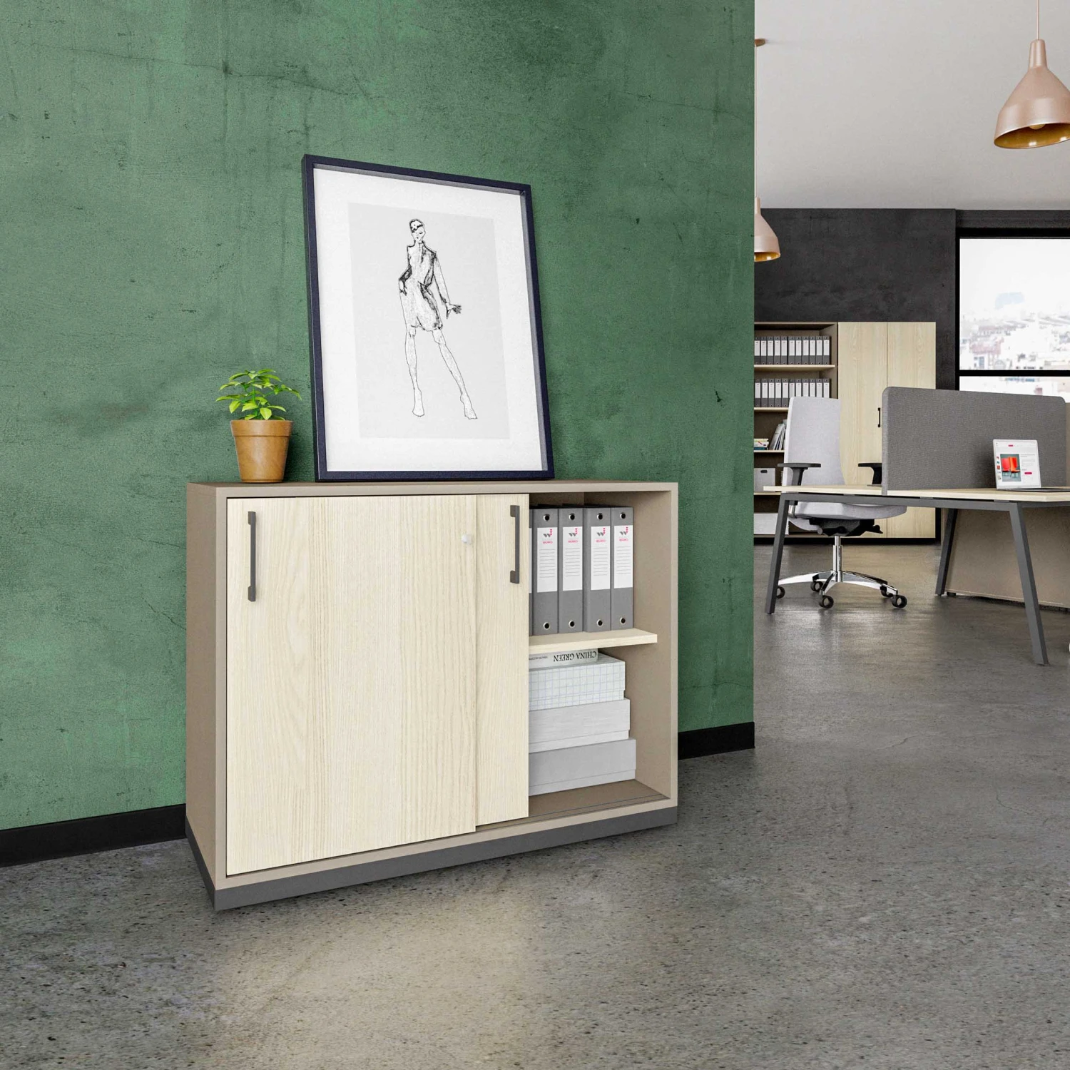 CHOICE Schiebetürenschrank | 2 OH, 1000 X 760 Mm, Cubanitgrau / Sandesche 3 CHOICE Schiebetürenschrank | 2 OH, 1000 X 760 Mm, Cubanitgrau / Sandesche