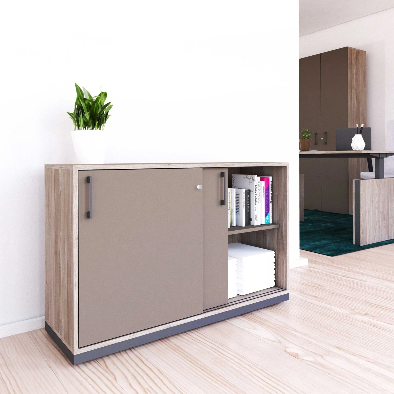 CHOICE Schiebetürenschrank | 2 OH, 1200 X 760 Mm, Nordeiche Grau / Cubanitgrau 3 CHOICE Schiebetürenschrank | 2 OH, 1200 X 760 Mm, Nordeiche Grau / Cubanitgrau